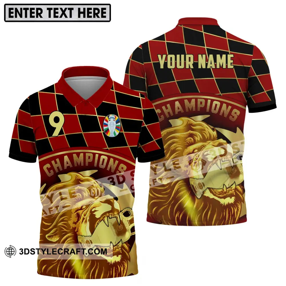 Unisex Shirt - Custom Name And Number Champions Gold Lion Polo / S T-Shirt