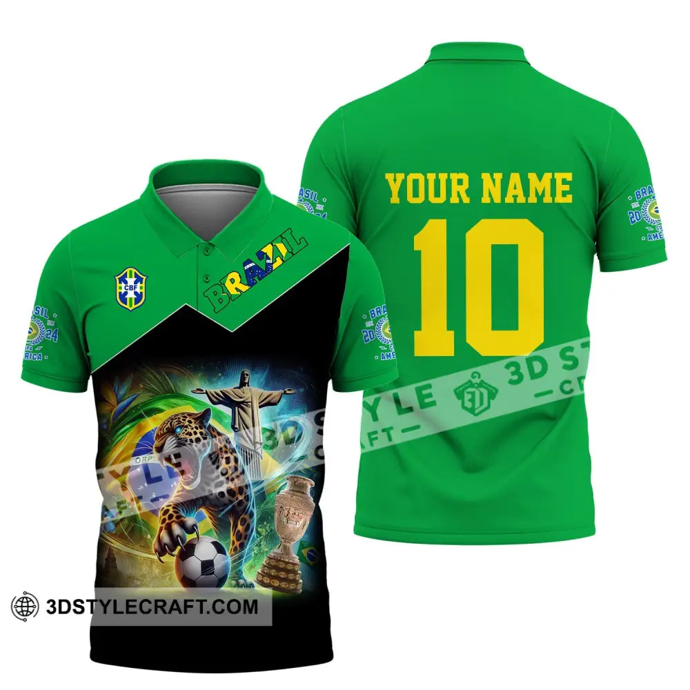 Unisex Shirt - Custom Name And Number Copa 2024 Sport Brazil Team Polo / S T-Shirt