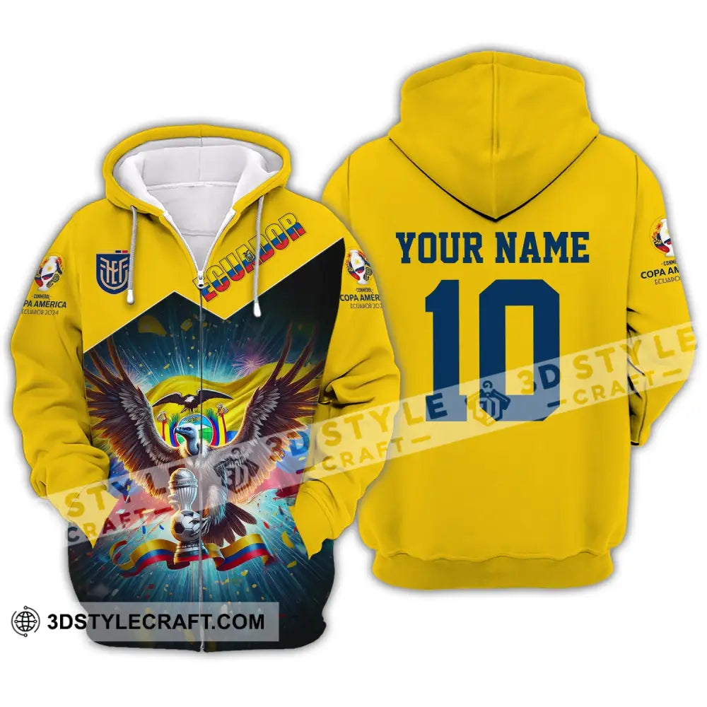 Unisex Shirt - Custom Name And Number Copa 2024 Sport Ecuador Team Zipper Hoodie / S T-Shirt