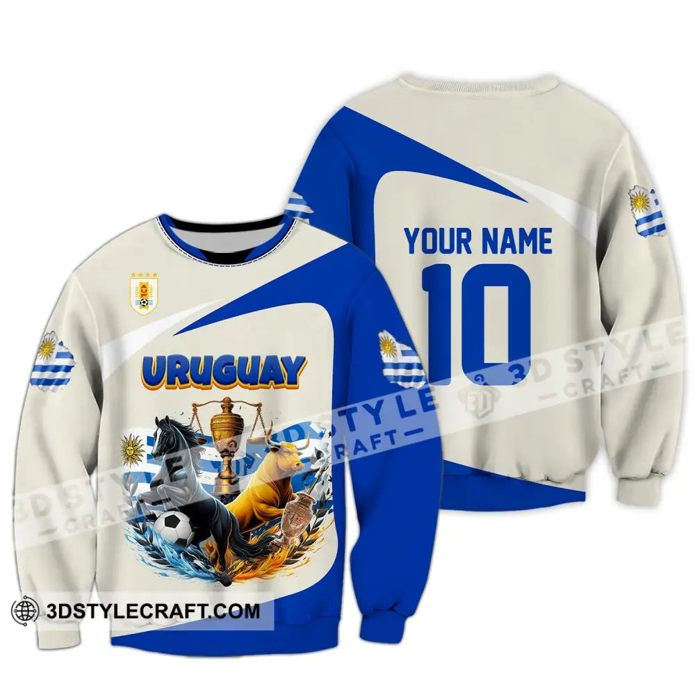 Unisex Shirt - Custom Name And Number Copa 2024 Sport Uruguay Flag Color Long Sleeve / S T-Shirt