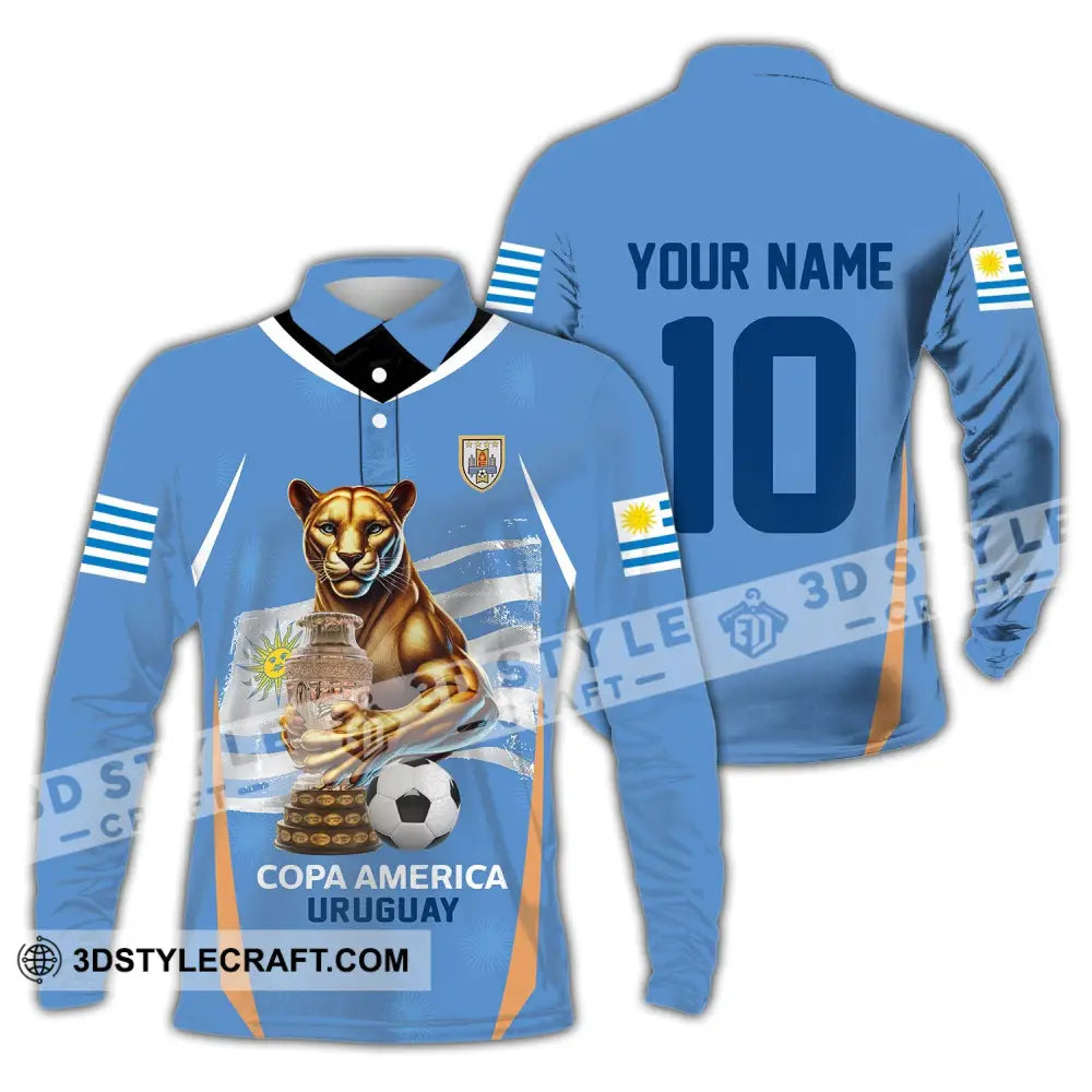 Unisex Shirt - Custom Name And Number Copa America Sport Uruguay Long Sleeve Polo / S T-Shirt