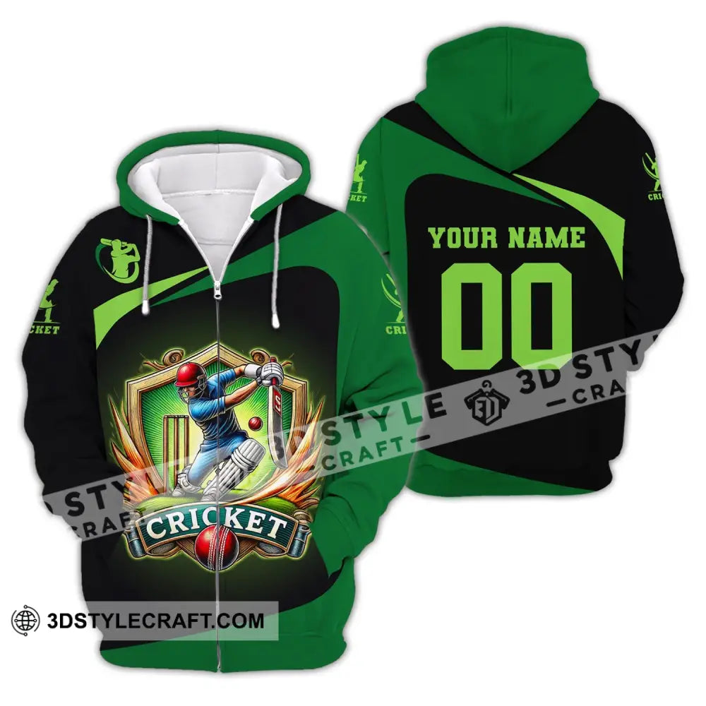 Unisex Shirt Custom Name And Number Cricket Lover Hoodie Polo Long Sleeve Gift For Players Zipper /