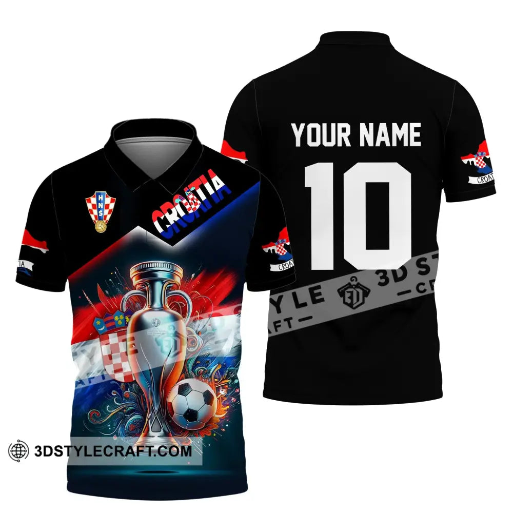 Unisex Shirt Custom Name And Number Croatia Football Polo Euro 2024 Hoodie Long Sleeve / S T-Shirt