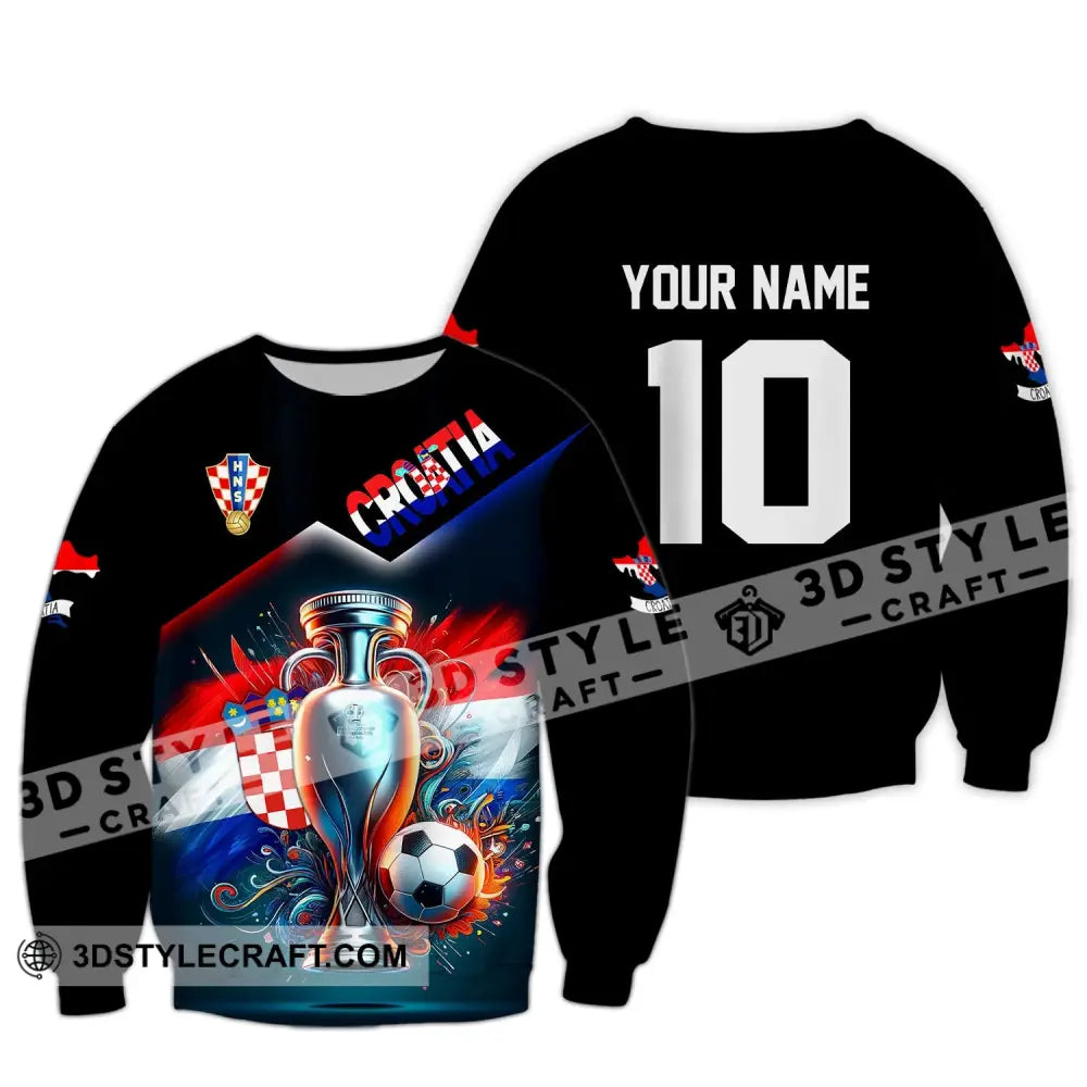 Unisex Shirt Custom Name And Number Croatia Football Polo Euro 2024 Hoodie Long Sleeve / S T-Shirt