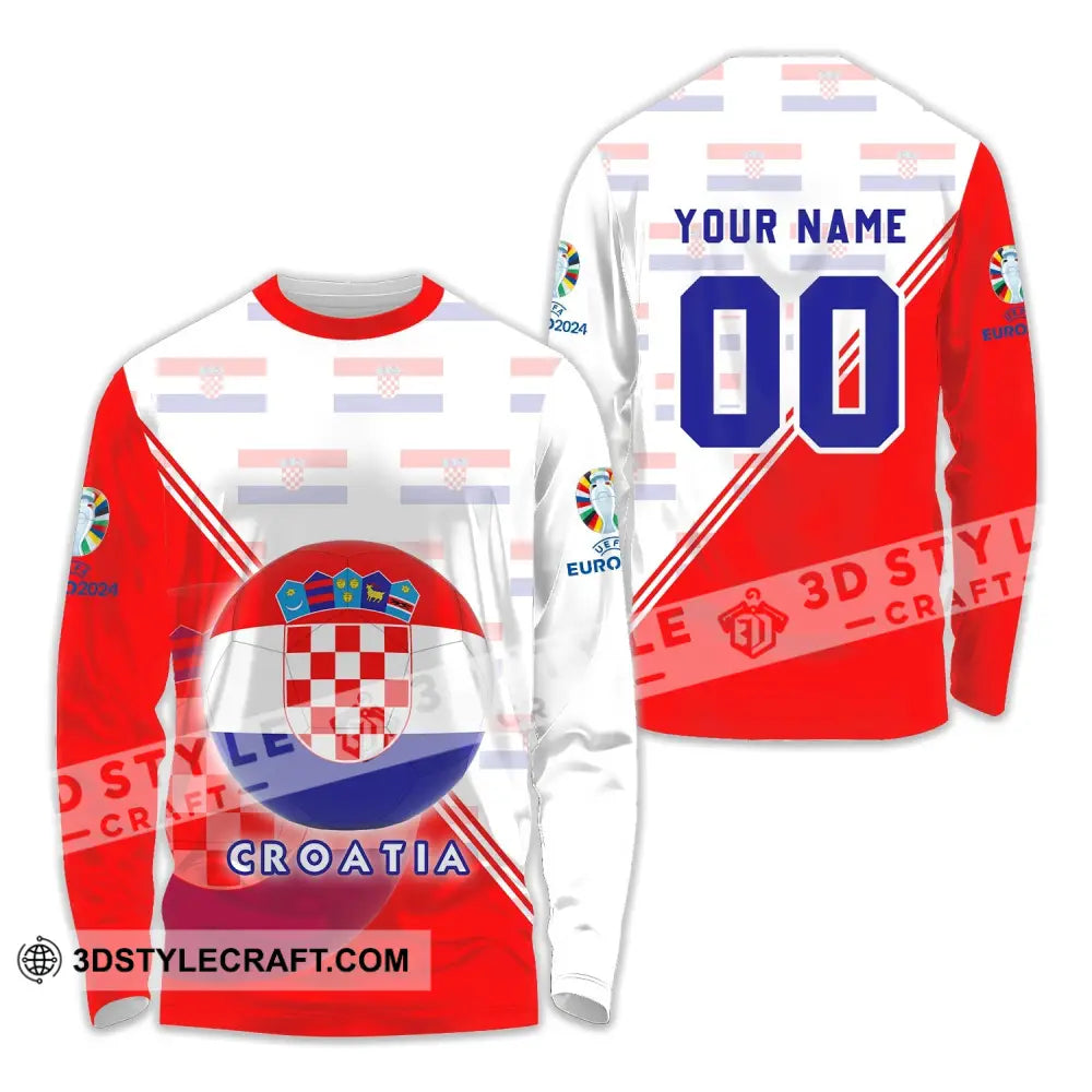 Unisex Shirt - Custom Name And Number Croatia National Team Euro 2024 Long Sleeve / S T-Shirt