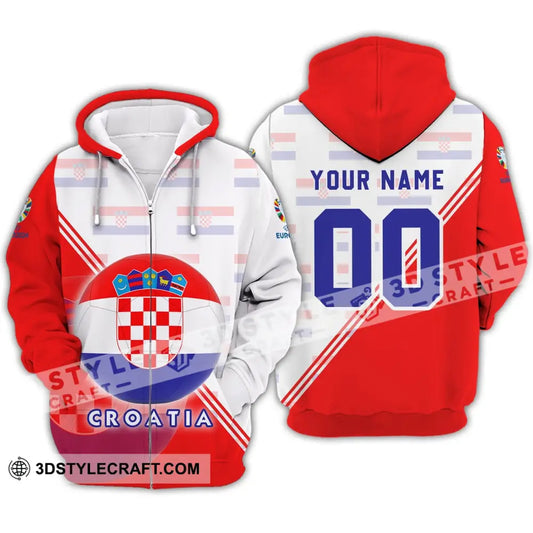 Unisex Shirt - Custom Name And Number Croatia National Team Euro 2024 Zipper Hoodie / S T-Shirt