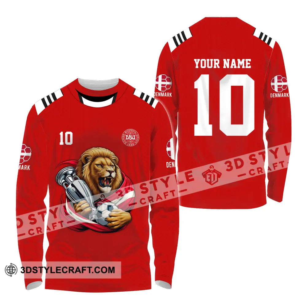 Unisex Shirt - Custom Name And Number Denmark Euro 2024 Football Polo Long Sleeve / S T-Shirt