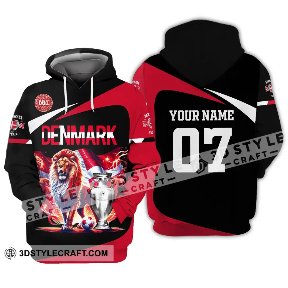 Unisex Shirt Custom Name And Number Denmark Football Euro 2024 Polo Long Sleeve Hoodie / S T-Shirt