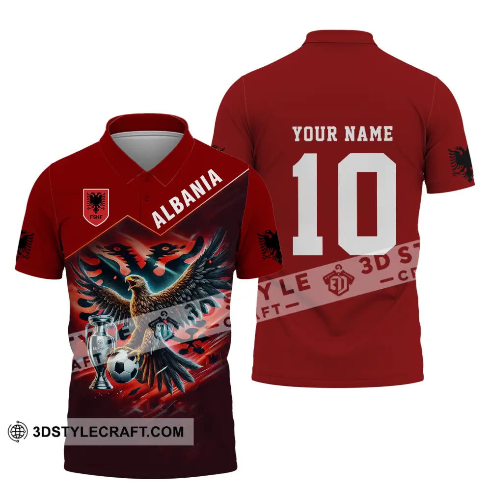 Unisex Shirt - Custom Name And Number Eagle Albania Euro 2024 Team Polo / S T-Shirt