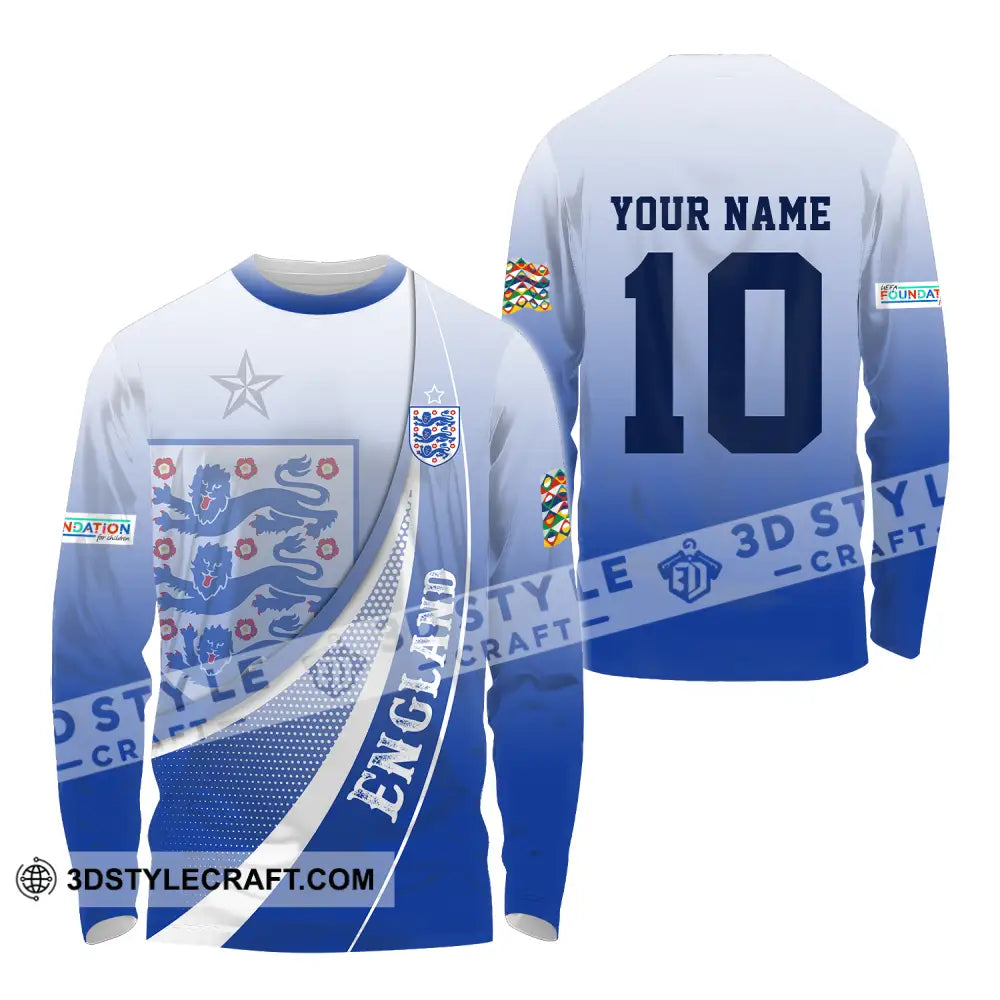 Unisex Shirt - Custom Name And Number England Euro 2024 Long Sleeve / S T-Shirt