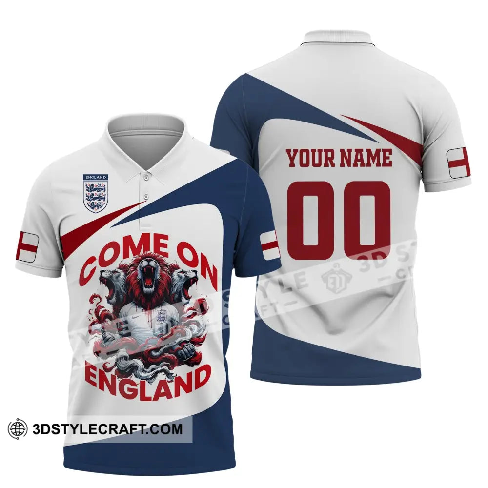 Unisex Shirt Custom Name And Number England Football Come On Polo Long Sleeve / S T-Shirt