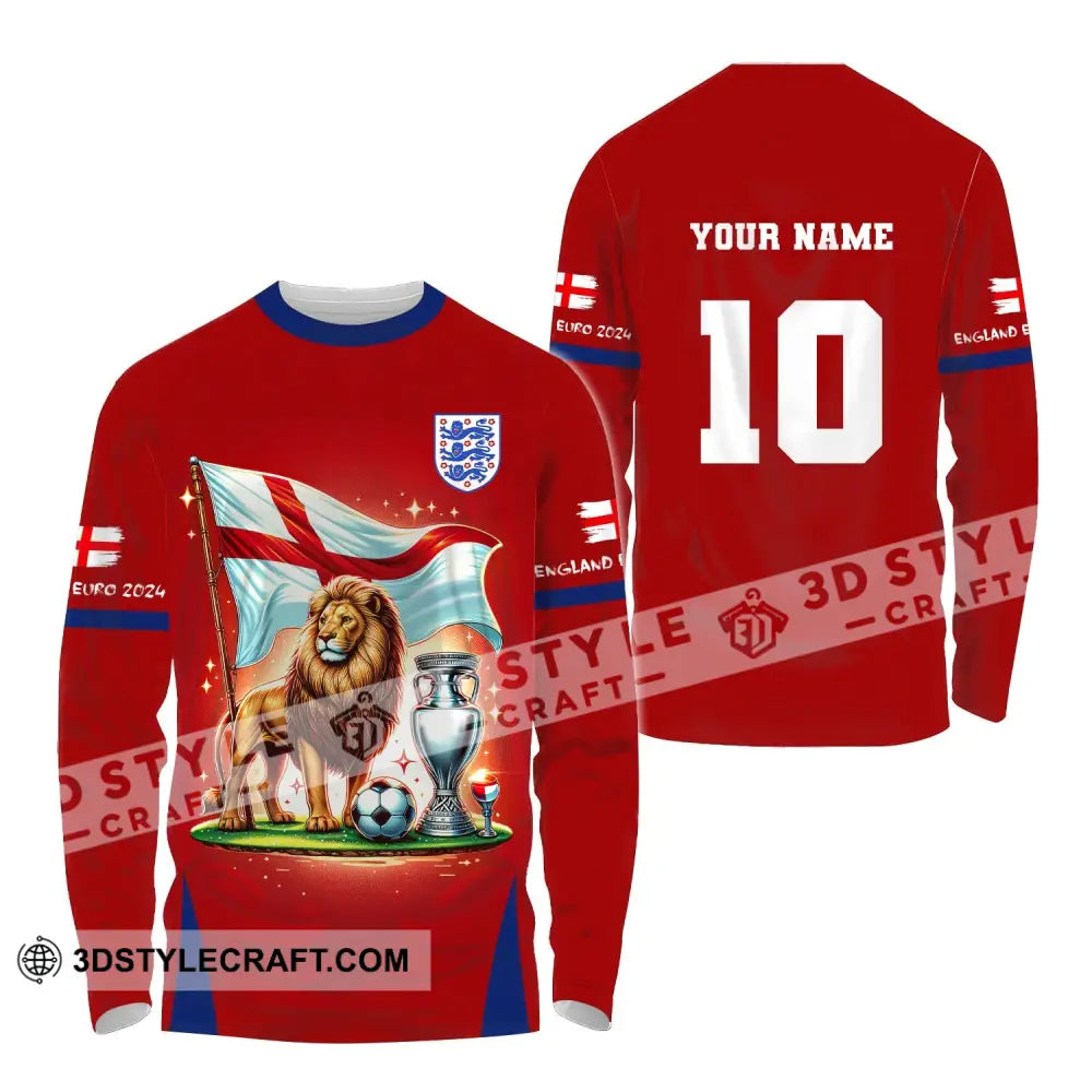 Unisex Shirt Custom Name And Number England Football Euro 2024 Polo Long Sleeve / S T-Shirt