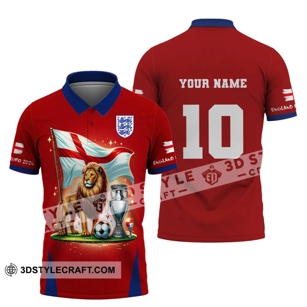 Unisex Shirt Custom Name And Number England Football Euro 2024 Polo Long Sleeve / S T-Shirt