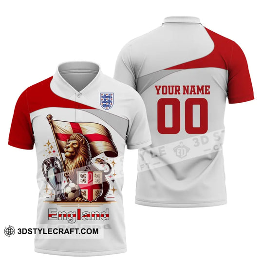 Unisex Shirt, Custom Name and Number England Football Shirt, Euro 2024 England Football Polo Long Sleeve style option 4