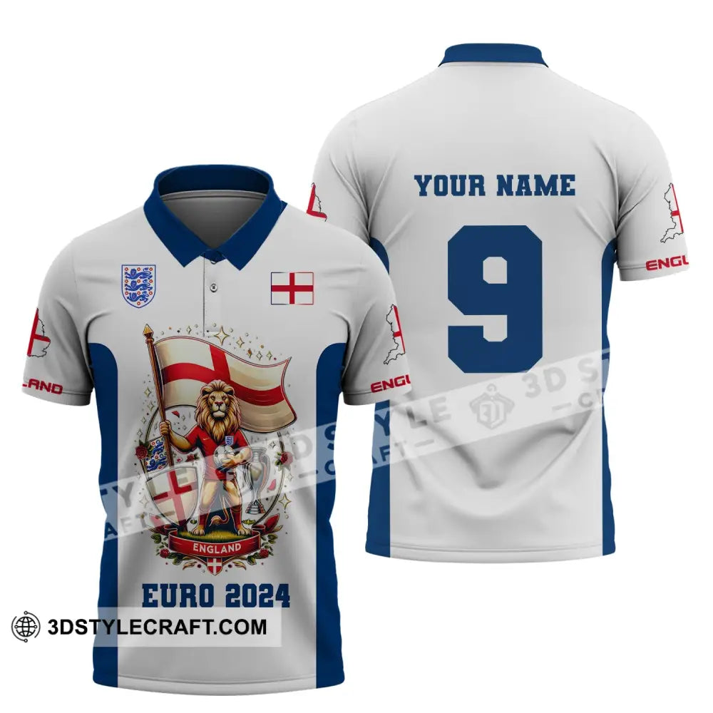 Unisex Shirt Custom Name And Number England Football Euro 2024 Polo Long Sleeve / S T-Shirt