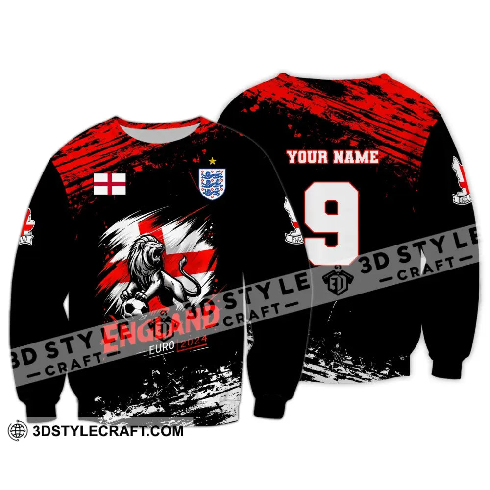 Unisex Shirt Custom Name And Number England Football Euro 2024 Polo Long Sleeve / S T-Shirt