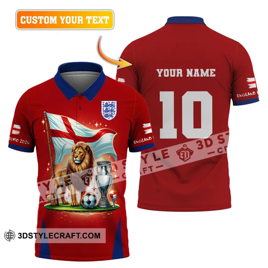 Unisex Shirt, Custom Name and Number England Football Shirt, Euro 2024 Shirt, England Football Polo Long Sleeve style option 1