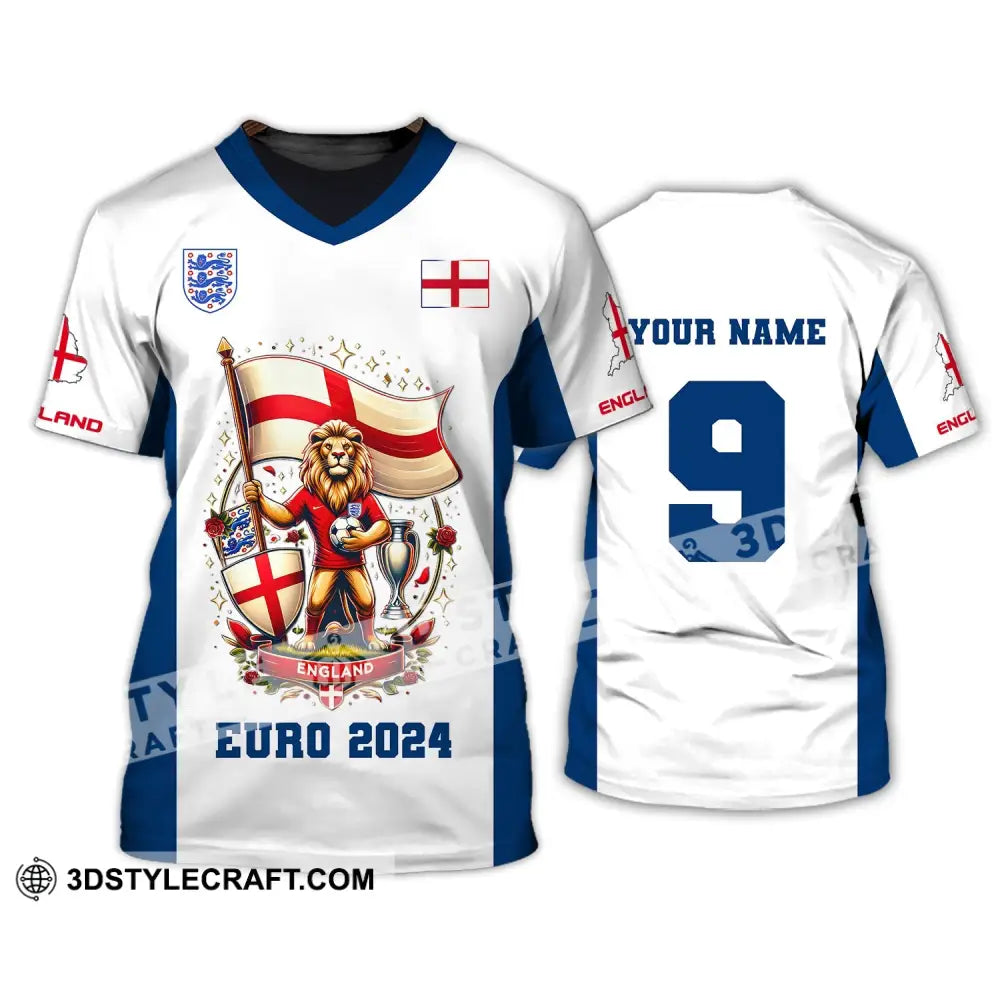 Unisex Shirt Custom Name And Number England Football Euro 2024 Polo Long Sleeve T-Shirt / S