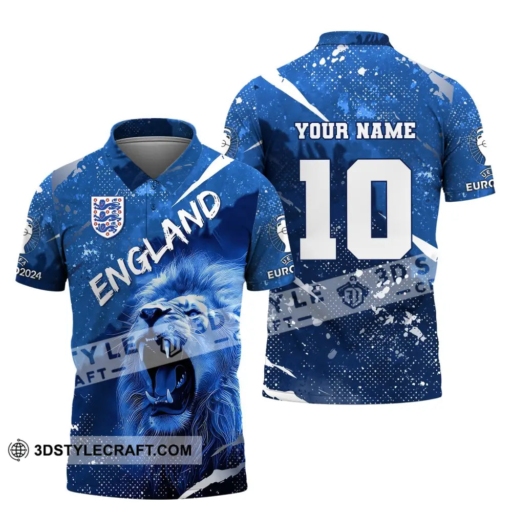 Unisex Shirt Custom Name And Number England Football Polo Long Sleeve Euro 2024 / S T-Shirt