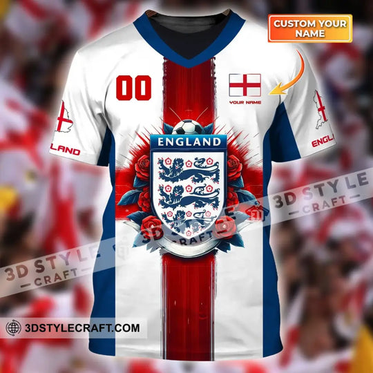 Unisex Shirt, Custom Name and Number England Football Shirt, England Football Polo Long Sleeve, Soccer Lover Shirt style option 2