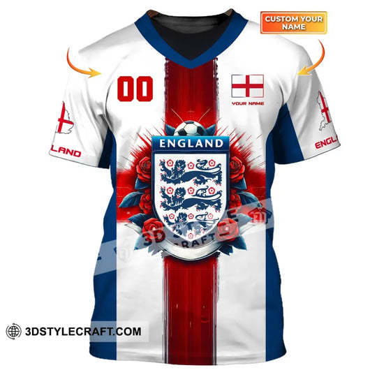 Unisex Shirt, Custom Name and Number England Football Shirt, England Football Polo Long Sleeve, Soccer Lover Shirt style option 1
