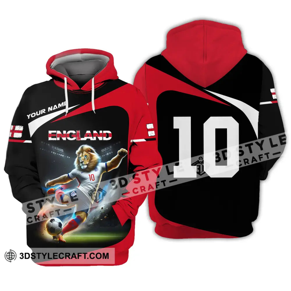 Unisex Shirt - Custom Name And Number England Lion Playing Ball Hoodie / S T-Shirt