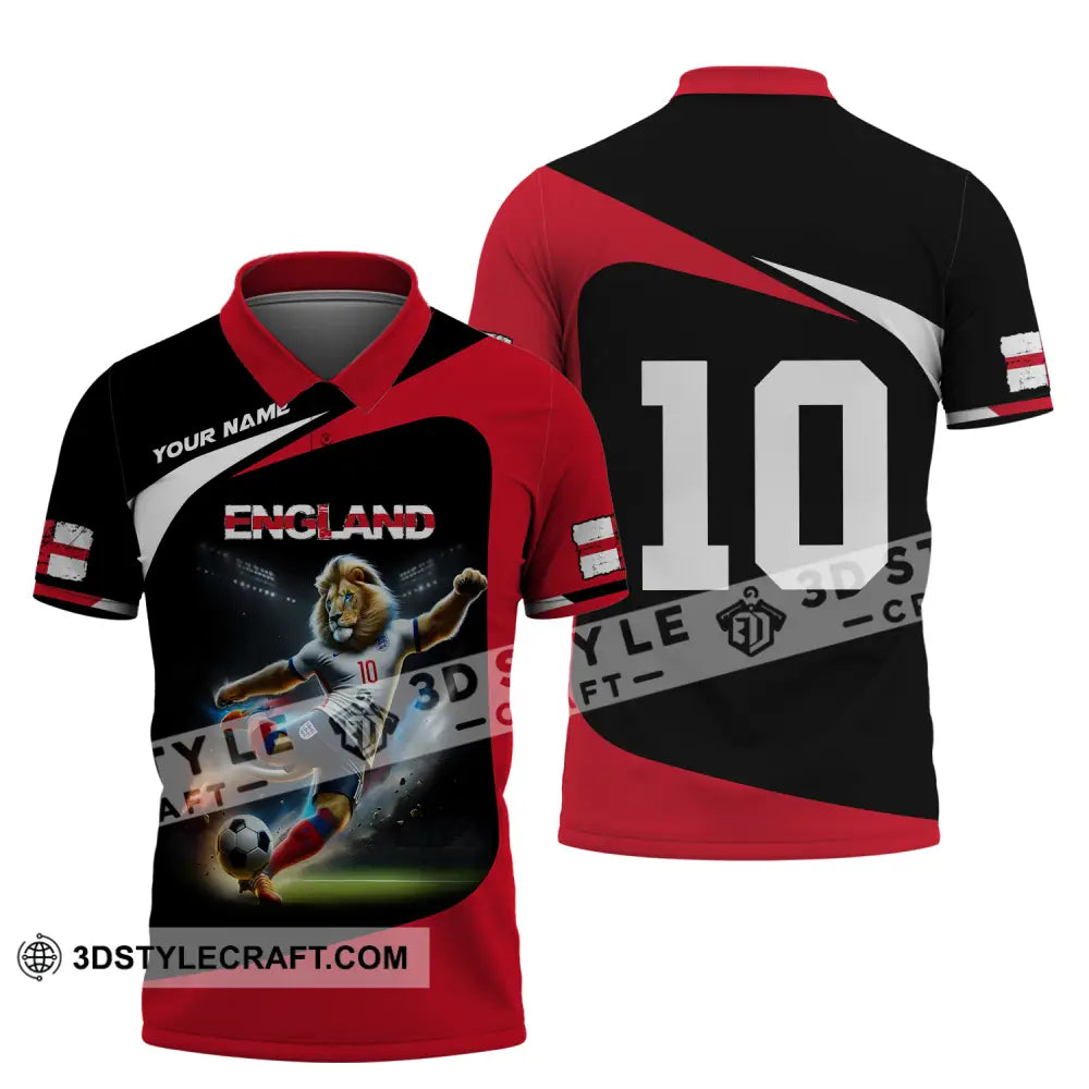 Unisex Shirt - Custom Name And Number England Lion Playing Ball Polo / S T-Shirt