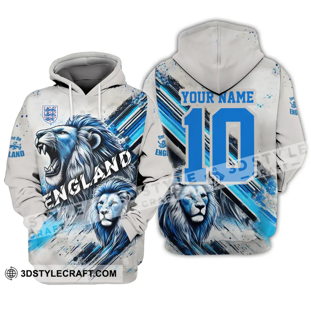 Unisex Shirt - Custom Name And Number England Lover Cool Lion Hoodie / S T-Shirt