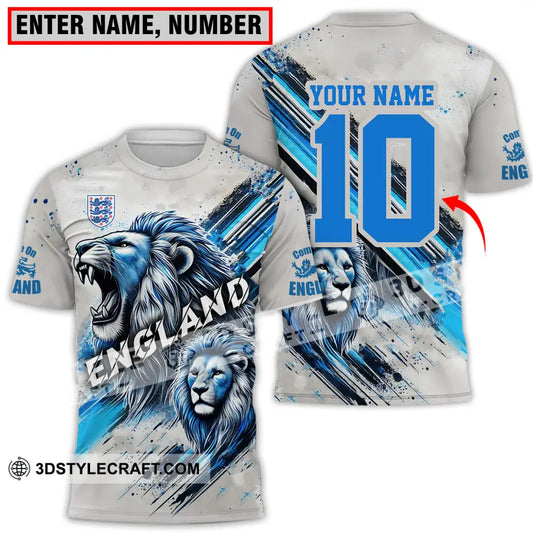 Unisex Shirt - Custom Name And Number England Lover Cool Lion T-Shirt