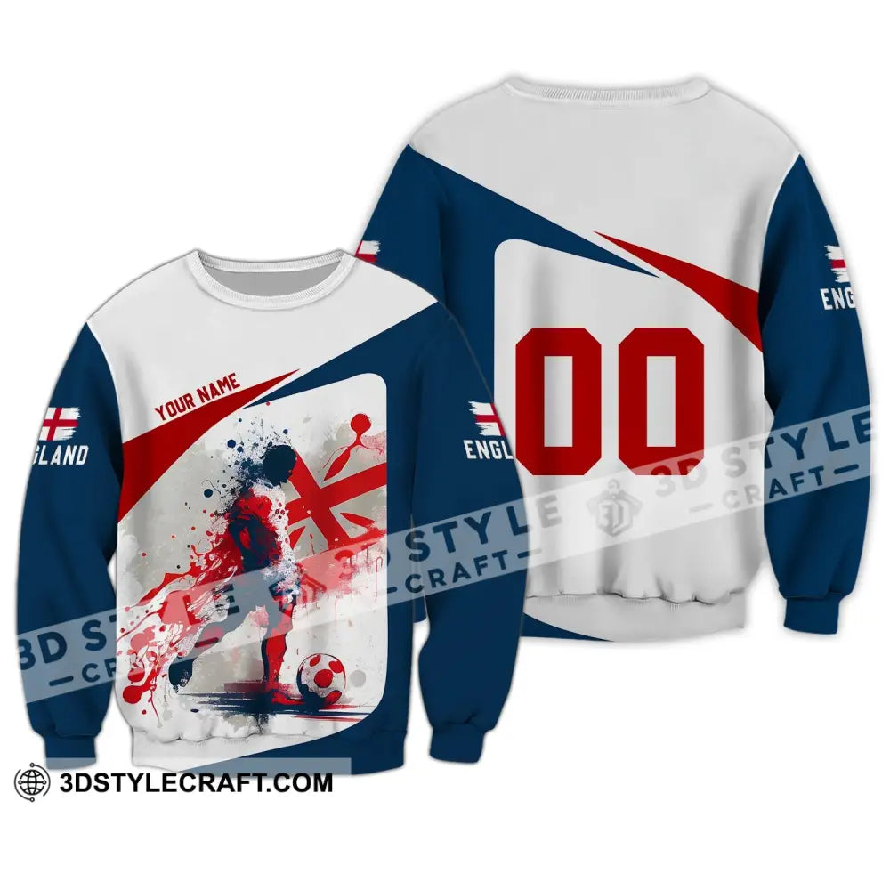 Unisex Shirt - Custom Name And Number England Man Playing Ball Euro 2024 Long Sleeve / S T-Shirt