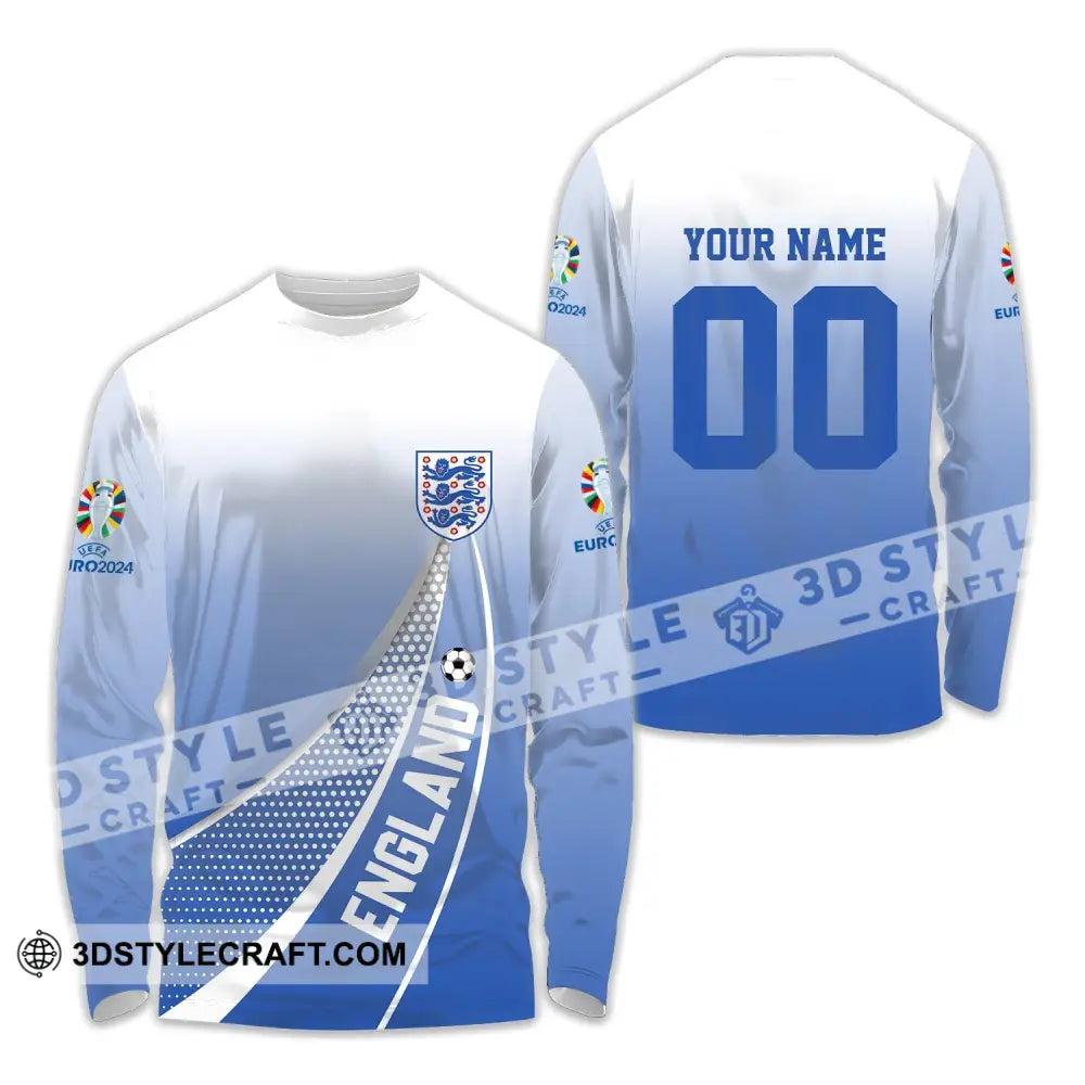 Unisex Shirt - Custom Name And Number England National Team Euro 2024 Long Sleeve / S T-Shirt