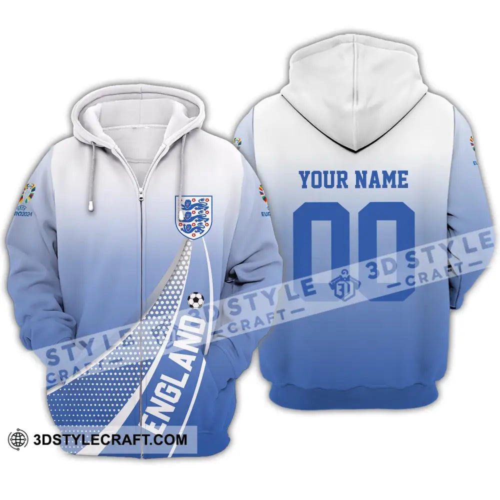 Unisex Shirt - Custom Name And Number England National Team Euro 2024 Zipper Hoodie / S T-Shirt