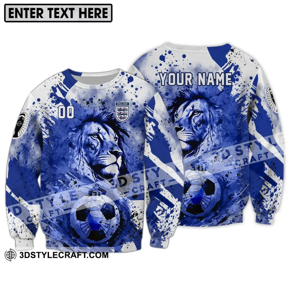 Unisex Shirt - Custom Name And Number England National Team Lion Ball Long Sleeve / S T-Shirt