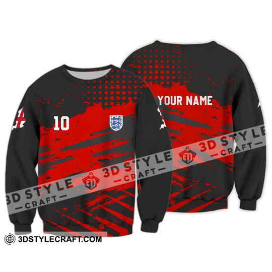 Unisex Shirt - Custom Name And Number Shirt, England Team Lover Black Red Shirt, Euro 2024 style option 4
