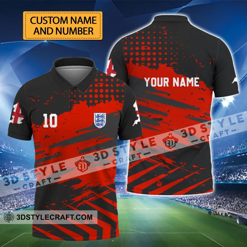 Unisex Shirt - Custom Name And Number England Team Lover Black Red Euro 2024 T-Shirt