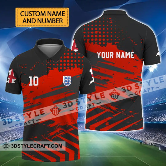 Unisex Shirt - Custom Name And Number Shirt, England Team Lover Black Red Shirt, Euro 2024 style option 1