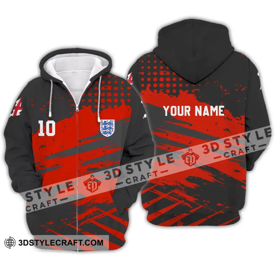Unisex Shirt - Custom Name And Number Shirt, England Team Lover Black Red Shirt, Euro 2024 style option 3