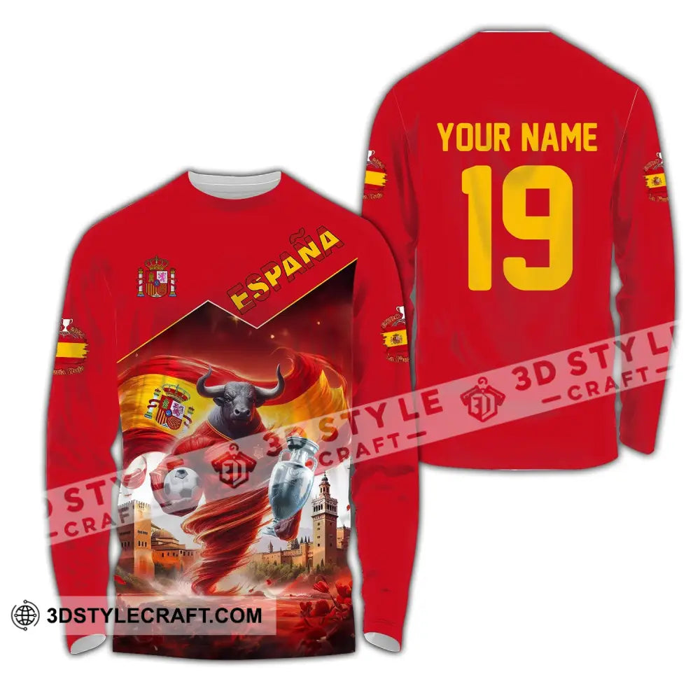 Unisex Shirt Custom Name And Number España Football Polo Euro 2024 Espana Hoodie Long Sleeve / S