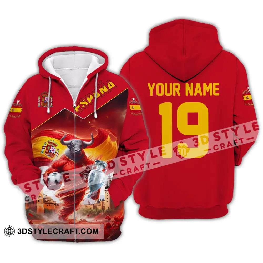 Unisex Shirt Custom Name And Number España Football Polo Euro 2024 Espana Hoodie Long Sleeve