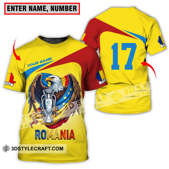 Unisex Shirt - Custom Name And Number Shirt, Euro 2024 Cup Romania Gold style option 1
