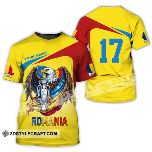 Unisex Shirt - Custom Name And Number Euro 2024 Cup Romania Gold T-Shirt / S T-Shirt