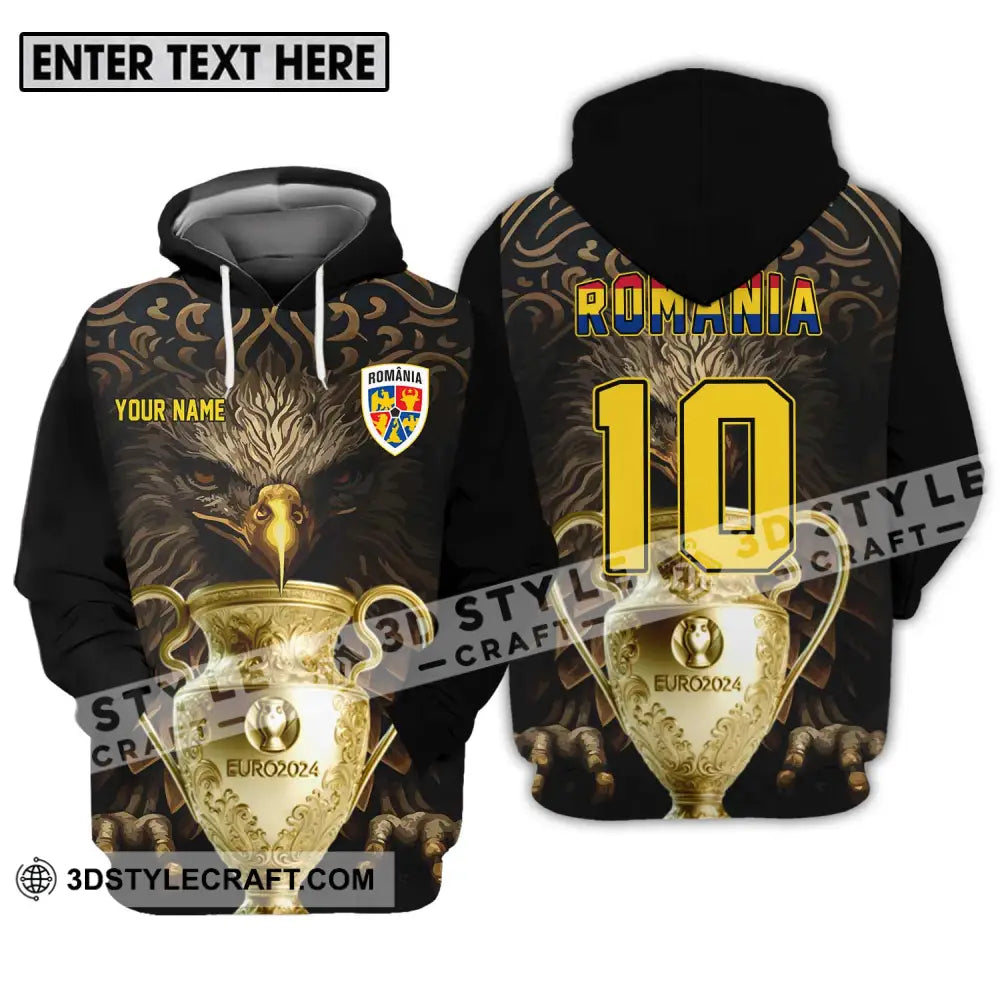 Unisex Shirt - Custom Name And Number Euro 2024 Cup Romania Team Hoodie / S T-Shirt