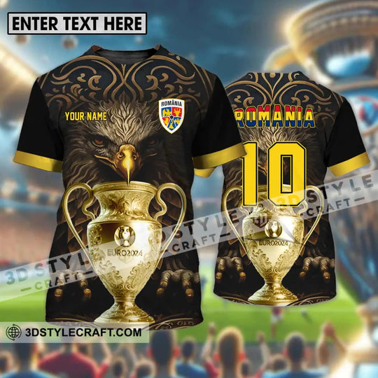 Unisex Shirt - Custom Name And Number Euro 2024 Cup Shirt, Romania Team style option 1