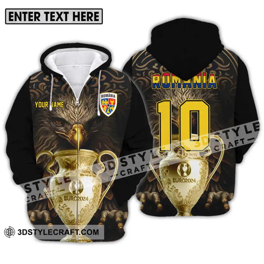 Unisex Shirt - Custom Name And Number Euro 2024 Cup Shirt, Romania Team style option 2