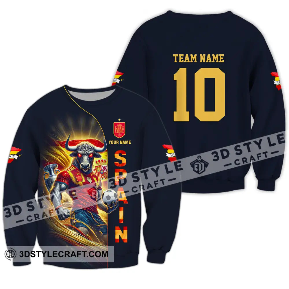 Unisex Shirt - Custom Name And Number Euro 2024 Cup Spain Team Long Sleeve / S T-Shirt