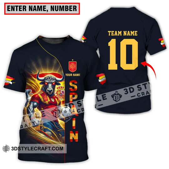 Unisex Shirt - Custom Name And Number Shirt, Euro 2024 Cup Spain Team style option 1