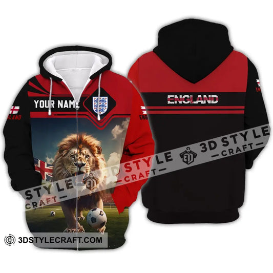 Unisex Shirt - Custom Name And Number Euro 2024 England Team Lover Lion Zipper Hoodie / S T-Shirt