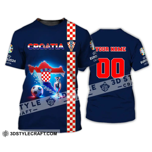 Unisex Shirt Custom Name And Number Euro 2024 Football Croatia Polo Hoodie Long Sleeve T-Shirt / S