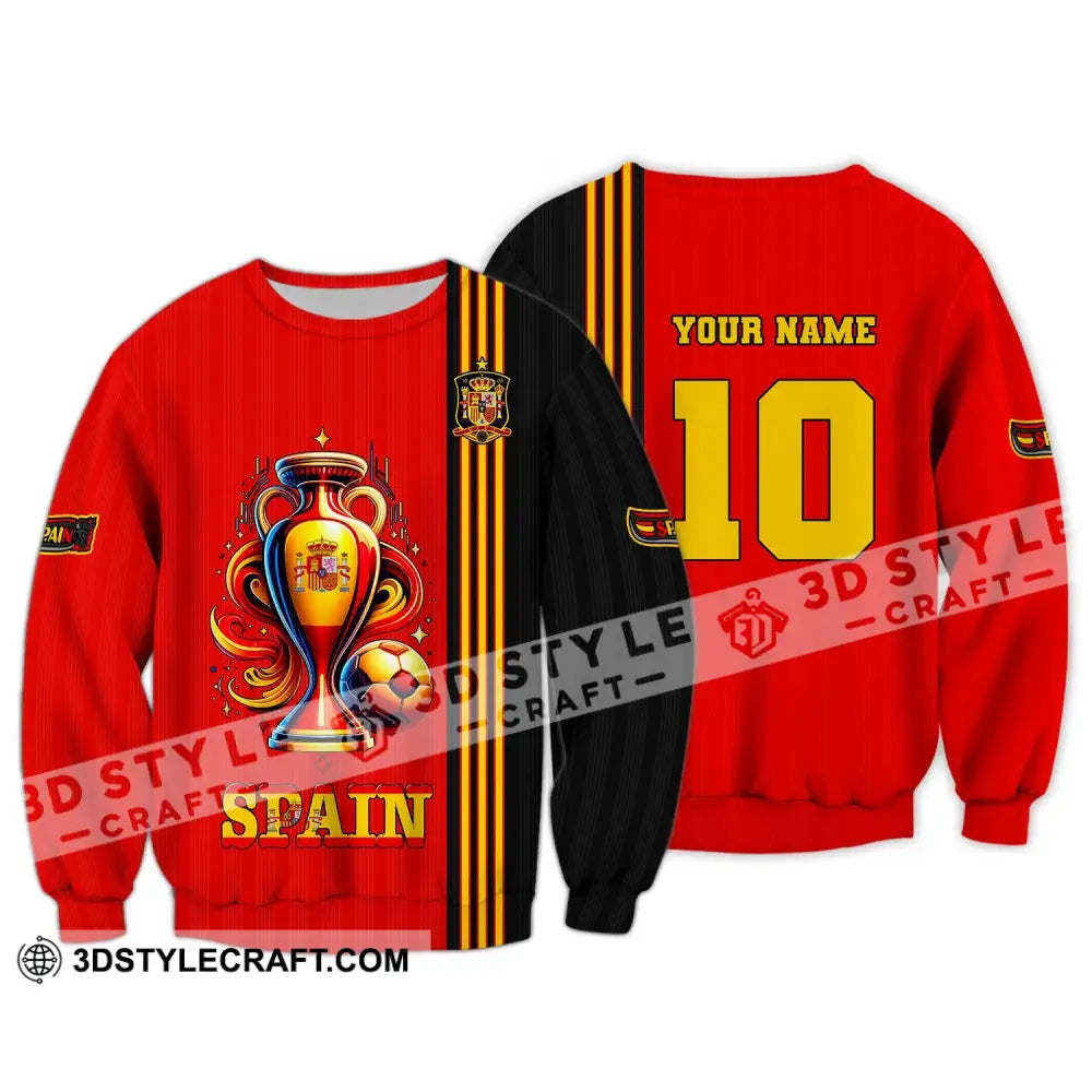 Unisex Shirt Custom Name And Number Euro 2024 Football Spain Polo Hoodie Long Sleeve / S T-Shirt