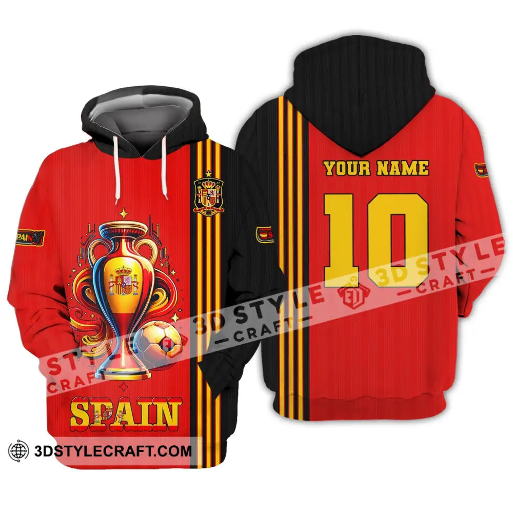 Unisex Shirt Custom Name And Number Euro 2024 Football Spain Polo Hoodie Long Sleeve / S T-Shirt